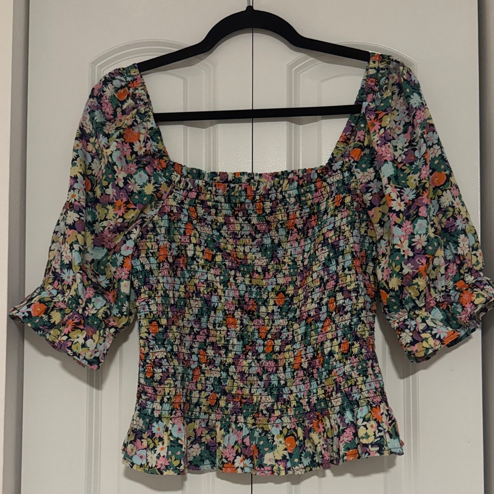 GAP Multicolor Floral Smocked Blouse